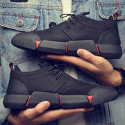 Men's Leather Casual Shoes Breathable Sneakers Black - Ernadi
