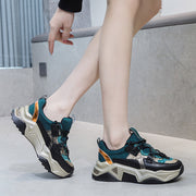 Fish Skin Girls Sneakers Thick-Soled Heightened Sports Casual Shoes