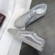 Sneakers Women Flats Golden Silver Shoes Rhinestone Bling Casual Shoes Streetwear