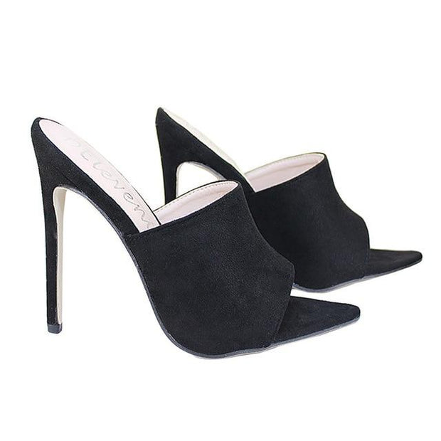 Candy Colour Rabbit Fur High Heel Slippers - Ernadi