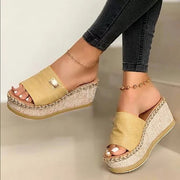 Platform Wedges Slippers Women Sandals Heeled Shoes Casual Summer Slides Slippers