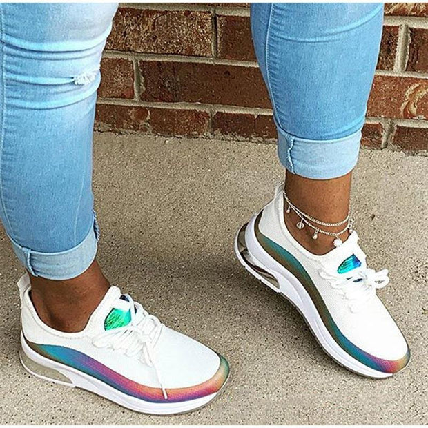 Colourful Sneaker Ladies Lace Up Vulcanized Female Walking Shoes - Ernadi