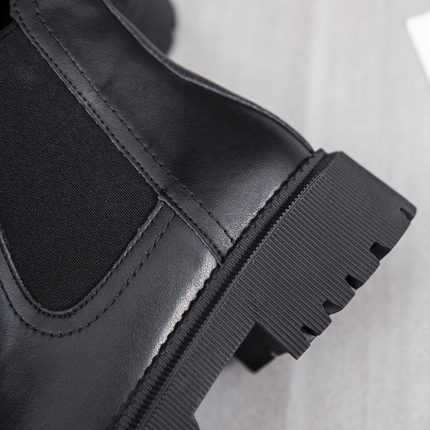 Genuine Leather Women’s Chelsea Boots Retro Ankle Martin Boots