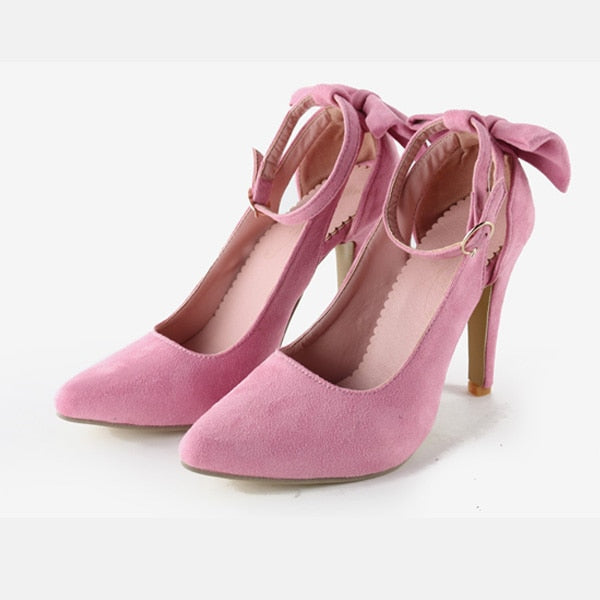 High Heels Pumps Shoes Pointed Toe Buckle Strap Butterfly Summer Party Shoes