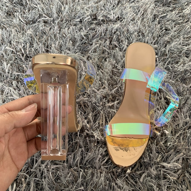 PVC Women Sandals Open Toe High Heels Women Transparent Heel Sandals Woman Party Shoes Pumps