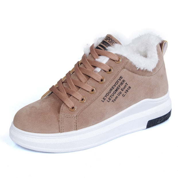 Winter Women Snow Boots Warm Fur Plush Lace Up Sneakers