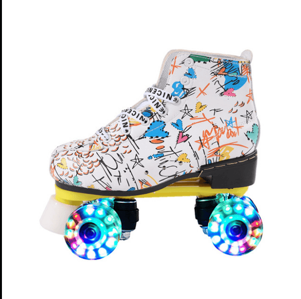 Children's adult double row skates roller skates double row wheel skates flash roller skating - Ernadi