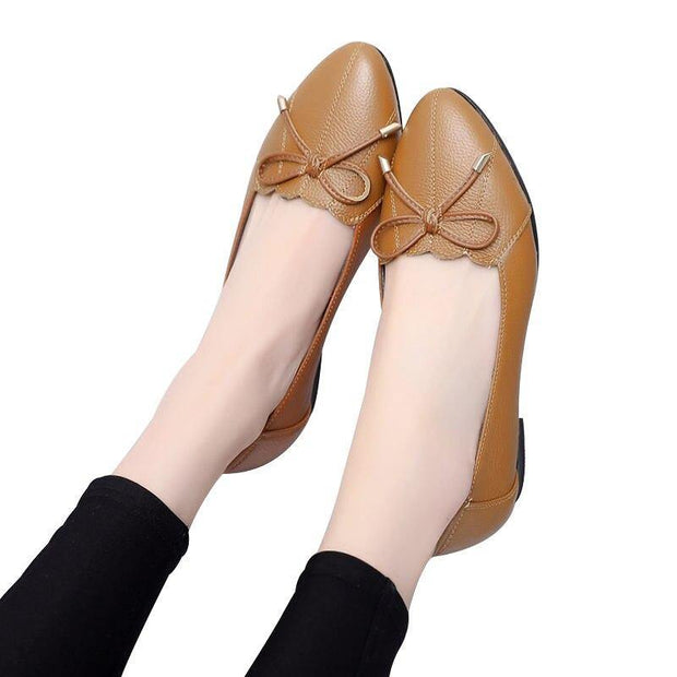 Genuine Leather Women Flats Casual Work Shoes Plus Size - Ernadi