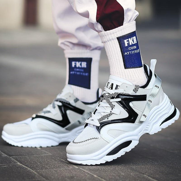 Casual Shoes Men Breathable Sneakers Lace Up Colour Matching - Ernadi
