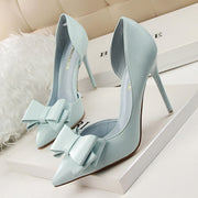 Bowknot high heel shoes side hollow pointed Stiletto Shoes women pumps