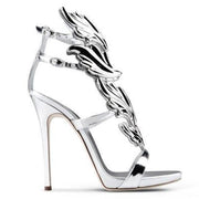 Leather Sandals Women Gold Leaf Gladiator Sandal Party Dress Shoe Woman Patent High Heel Sandals - Ernadi