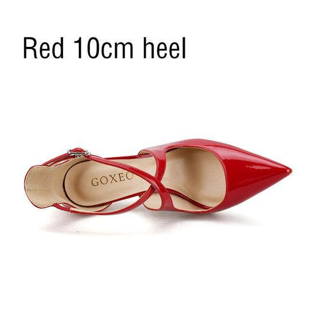 Women Sandals Thin Heel High Heels Flock Lace up Pointed Toe  party  Handmade - Ernadi