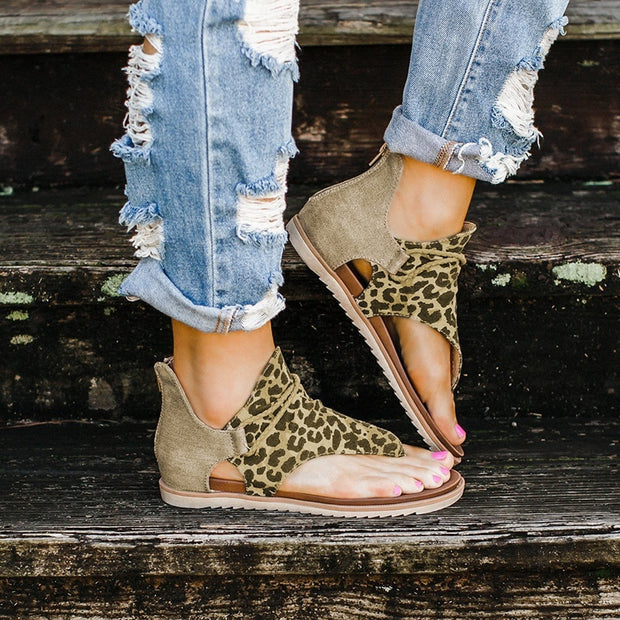 Leopard Pattern Rome Sandals Anti-slip Wedges Summer shoes