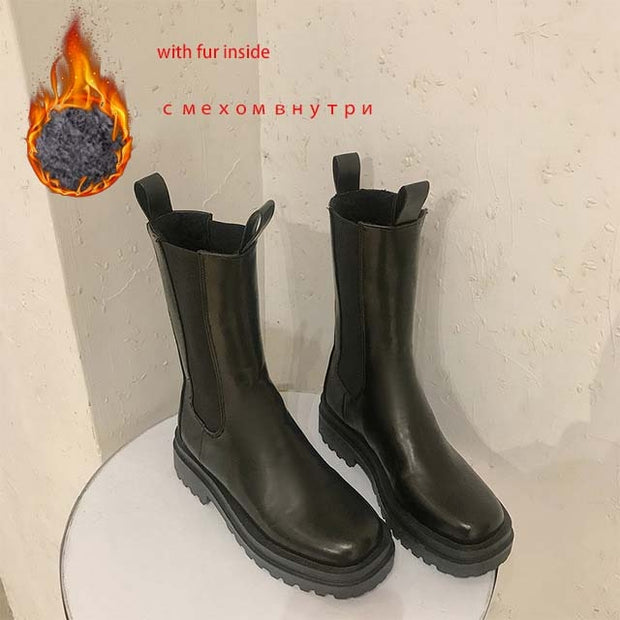 Women Chunky Heel Ankle Boots Woman Shoes Autumn Chelsea Boots Female Platform Ladies Boots