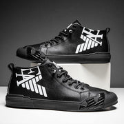 Superstar Fashion Letter Black Printed High top Sneakers Men Skateboard Shoes Seasons Comfortable Sport Shoes Men - Ernadi