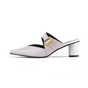 Pumps High Round Heel Fashion Square Toe Metal Decoration Casual Shoes - Ernadi