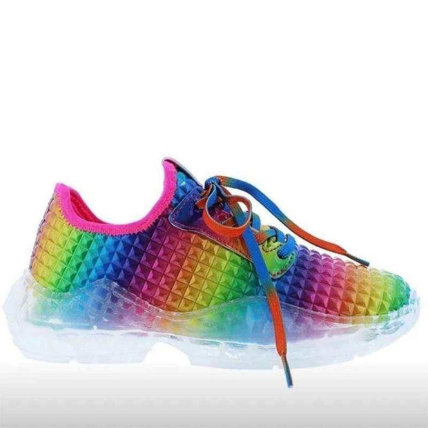 Colourful Sneaker Ladies Lace Up Vulcanized Female Walking Shoes - Ernadi