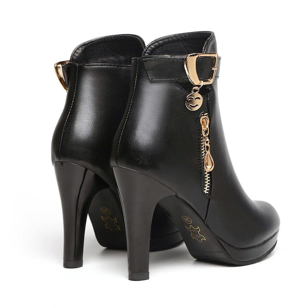 Ankle Boots Zipper Casual Leather Boots - Ernadi