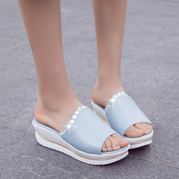 Platform Bath Slippers Wedge Beach Flip Flops High Heel Slippers - Ernadi