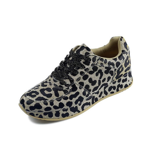 Leopard Pattern Fabric Casual Sneakers Flats Shoes Women - Ernadi
