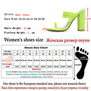 Summer Slippers Sandals Square heel Stretch Fabric Hollow Women Slippers Fluorescent green