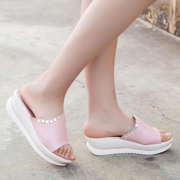 Platform Bath Slippers Wedge Beach Flip Flops High Heel Slippers - Ernadi