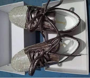 Sneakers Women Flats Golden Silver Shoes Rhinestone Bling Casual Shoes Streetwear