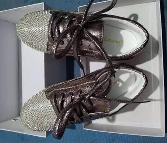 Sneakers Women Flats Golden Silver Shoes Rhinestone Bling Casual Shoes Streetwear