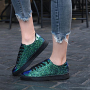 Spring Women Casual lace-Up Bling Glitter Vulcanised Sneakers - Ernadi