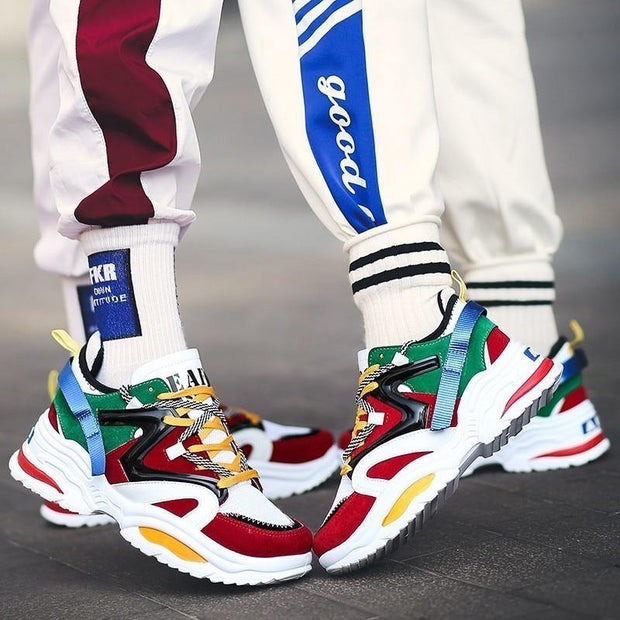 Casual Shoes Men Breathable Sneakers Lace Up Colour Matching - Ernadi