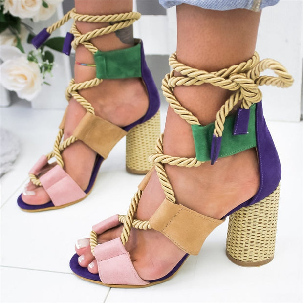 Espadrilles Fish Mouth Lace Up Platform Wedge Sandals
