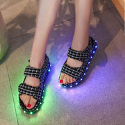 Summer Fashion LED Flash Colorful Flats Sandals Open Toe Platform Sandals Shoes Women Casual Shoes Ladies Beach Shoes - Ernadi