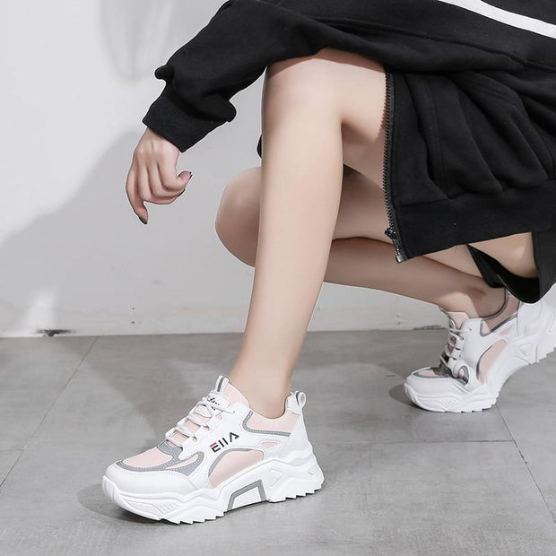 New Sneakers Women Breathable Mesh Casual Shoes Female Fashion Sneaker Lace Up High Leisure Women Vulcanize Shoe Platform - Ernadi