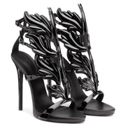 Leather Sandals Women Gold Leaf Gladiator Sandal Party Dress Shoe Woman Patent High Heel Sandals - Ernadi