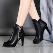 Ankle Boots Zipper Casual Leather Boots - Ernadi