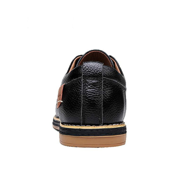 Men Oxford Genuine PU Leather Dress Shoes Brogue Lace Up Flats Casual Shoes