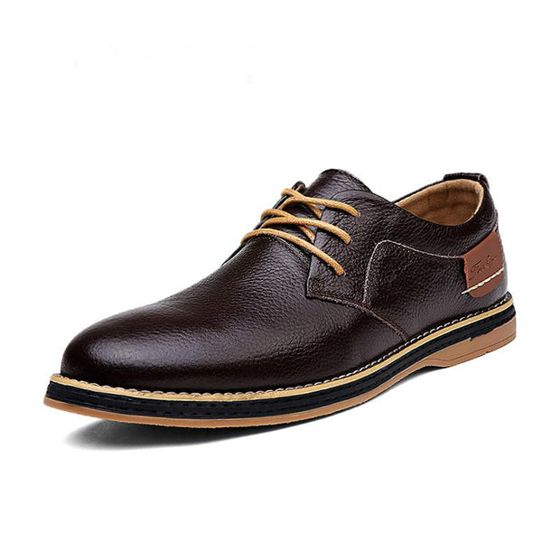 Men Oxford Genuine PU Leather Dress Shoes Brogue Lace Up Flats Casual Shoes