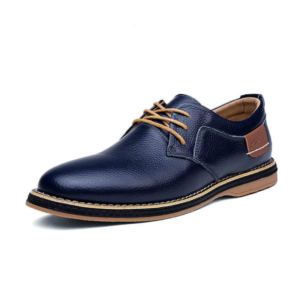 Men Oxford Genuine PU Leather Dress Shoes Brogue Lace Up Flats Casual Shoes