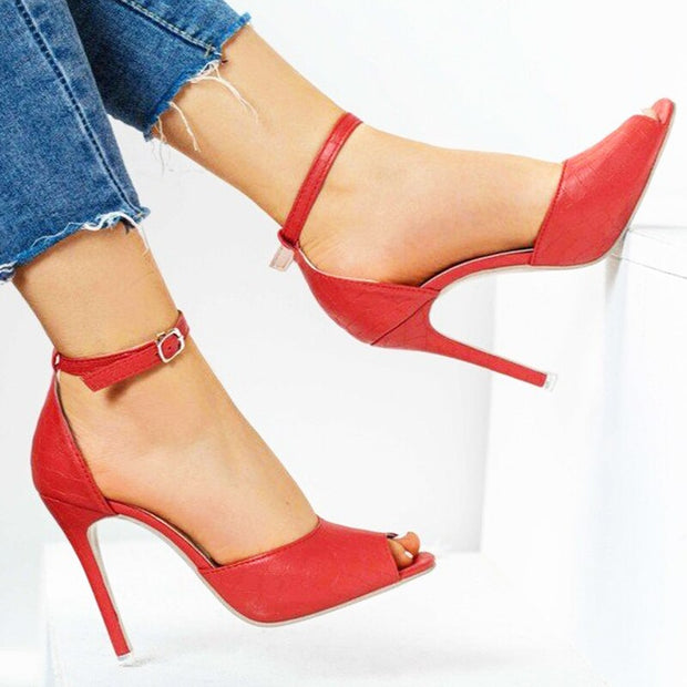 Autumn Lace-up Sandals Summer Fish Mouth High Heels Stiletto Party Shoes