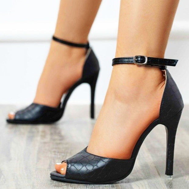 Autumn Lace-up Sandals Summer Fish Mouth High Heels Stiletto Party Shoes