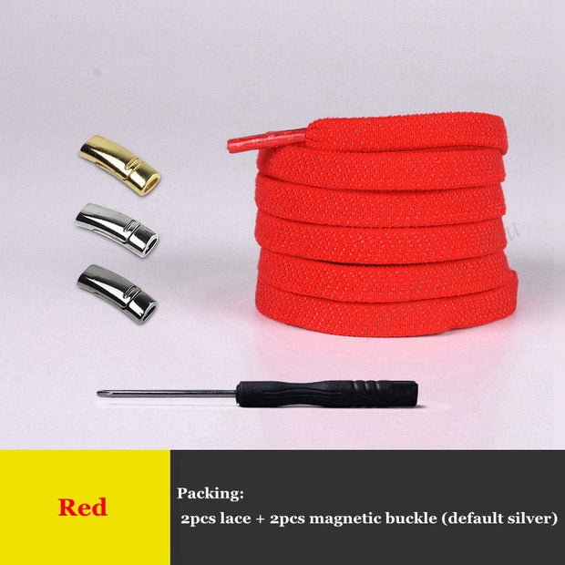 1 Pair Elastic Magnetic 1 Second Locking ShoeLaces Creative Quick No Tie Shoe laces Kids Adult Unisex Shoelace Sneakers Shoe Laces