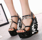 High Quality Buckle Strap Strange Style Heel Summer Women Shoes Retro Novelty Sandals 15cm High Heels Nightclub Shoes