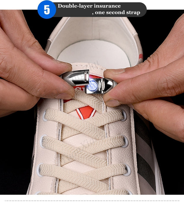 1 Pair Elastic Magnetic 1 Second Locking ShoeLaces Creative Quick No Tie Shoe laces Kids Adult Unisex Shoelace Sneakers Shoe Laces