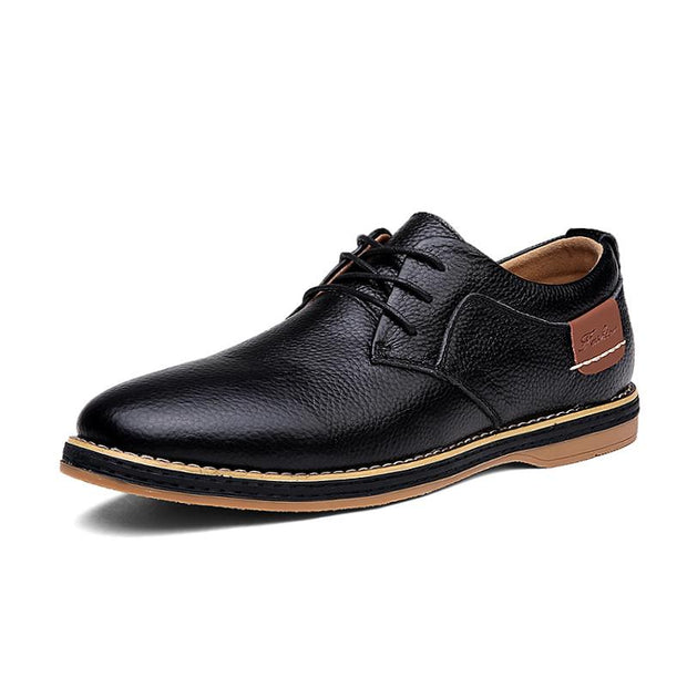Men Oxford Genuine PU Leather Dress Shoes Brogue Lace Up Flats Casual Shoes