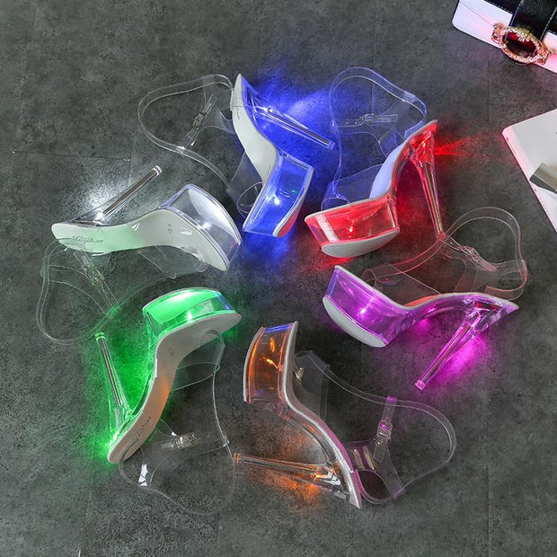Luminous High Heel Transparent Sandals - Ernadi