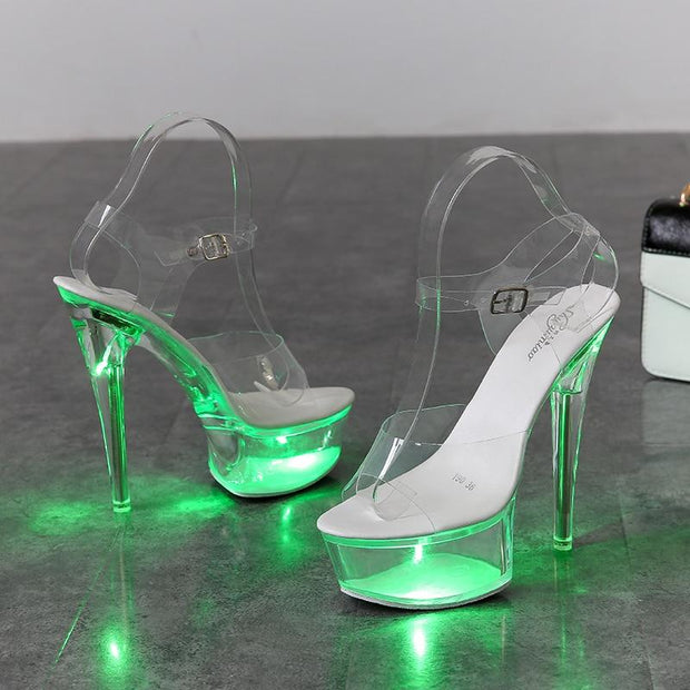 Luminous High Heel Transparent Sandals - Ernadi
