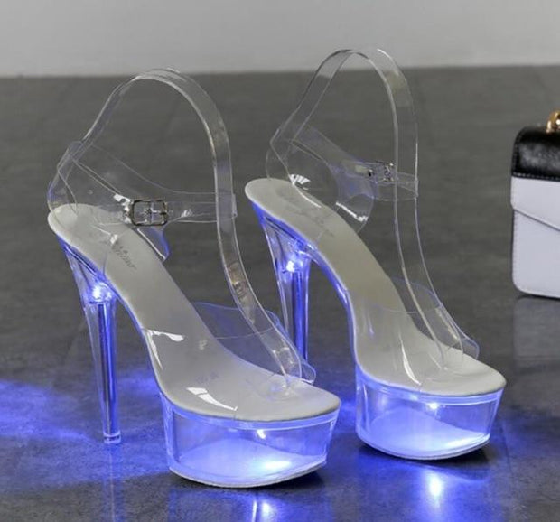 Luminous High Heel Transparent Sandals - Ernadi