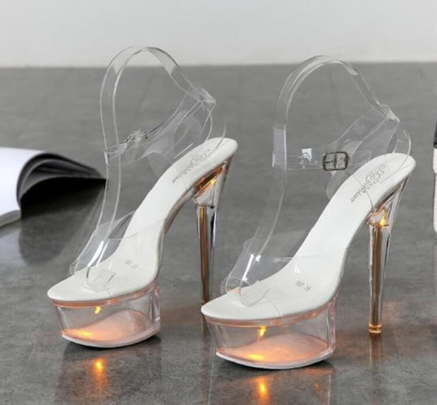 Luminous High Heel Transparent Sandals - Ernadi