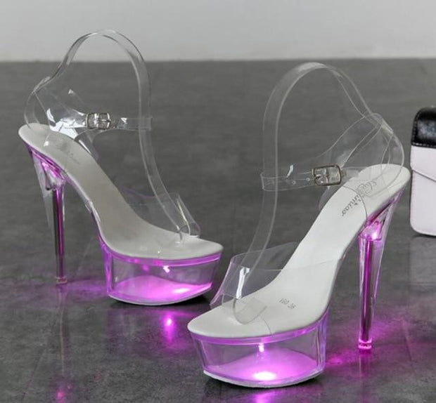 Luminous High Heel Transparent Sandals - Ernadi