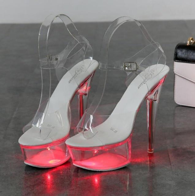 Luminous High Heel Transparent Sandals - Ernadi